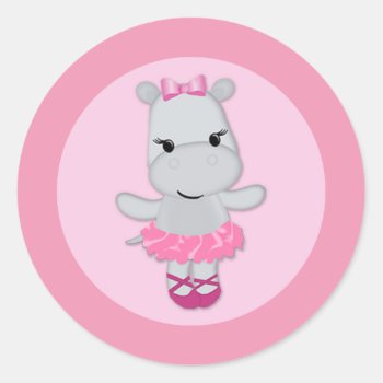 Girl Hippopotamus Tu Tu Cute Baby Shower Ttc #11 Classic Round Sticker by MonkeyHutDesigns at Zazzle