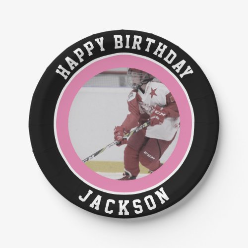 Girl Hockey Player Ice Hockey Birthday Party Paper Plates