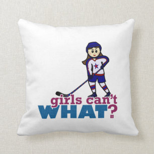 Girl Hockey Player Throw Pillow