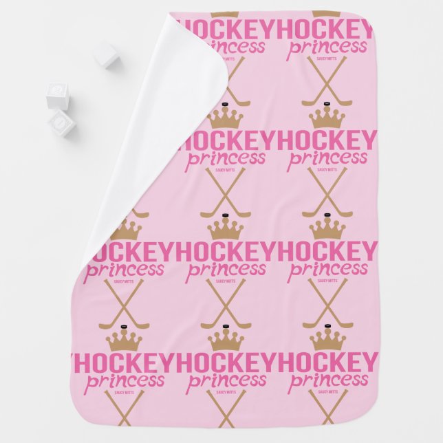 Girl Hockey Princess Pink Hockey Sticks Receiving Blanket (In Situ)