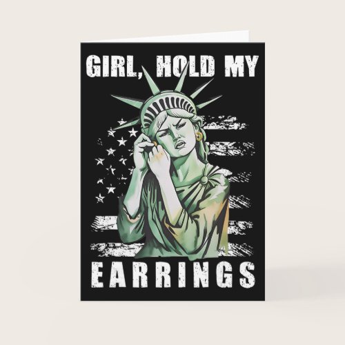 Girl Hold My Earrings Statue Subtle Resist Trump H Card