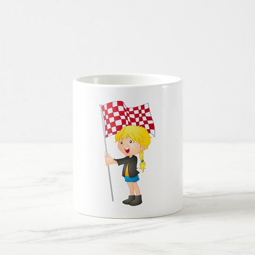 Girl Holding A Checkered Flag Coffee Mug