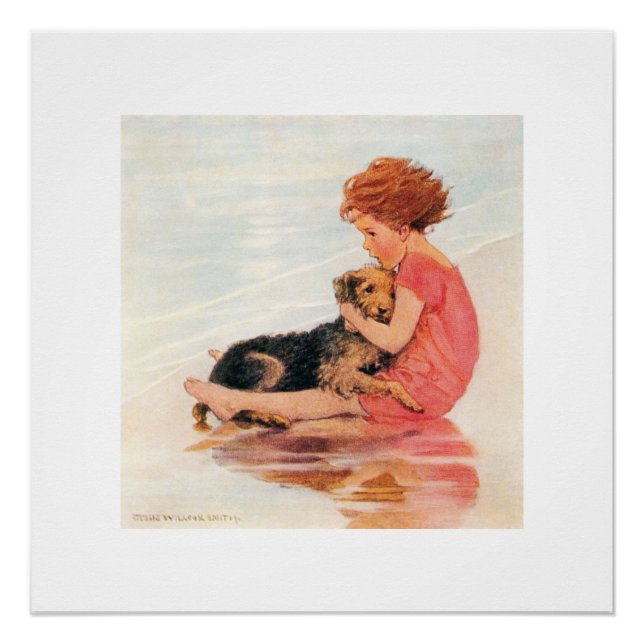 Girl Holding a Dog, Jessie Willcox Smith Poster (Front)