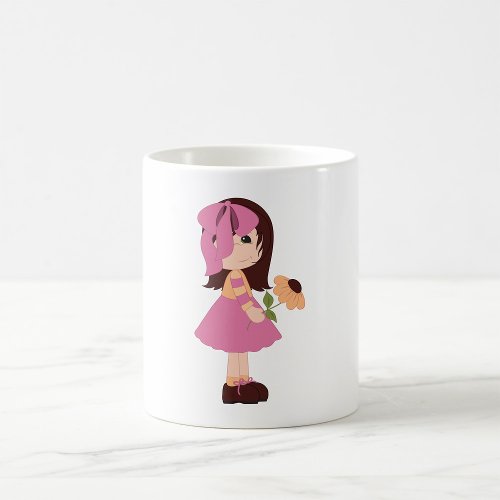 Girl Holding A Flower Coffee Mug