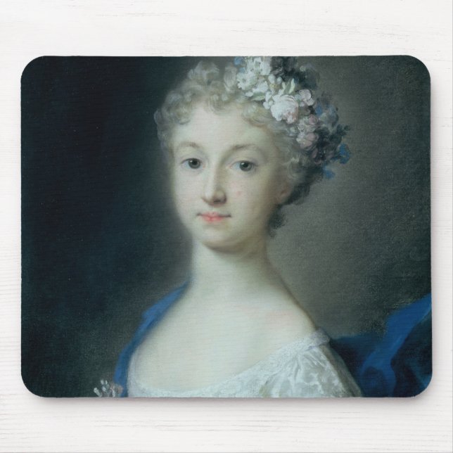 Girl holding a monkey mouse pad (Front)