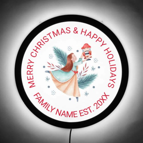 Girl holding a nutcracker ornament Custom text  LED Sign