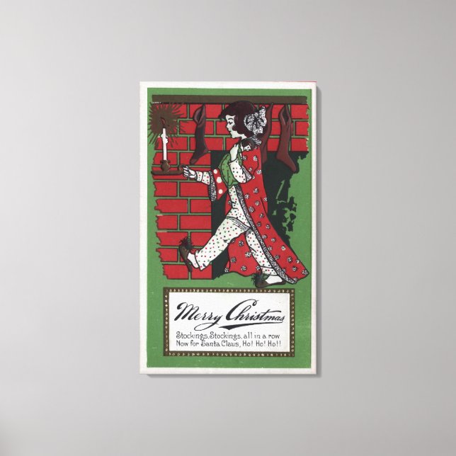 Girl Holding Doll and Candlestick Canvas Print (Front)