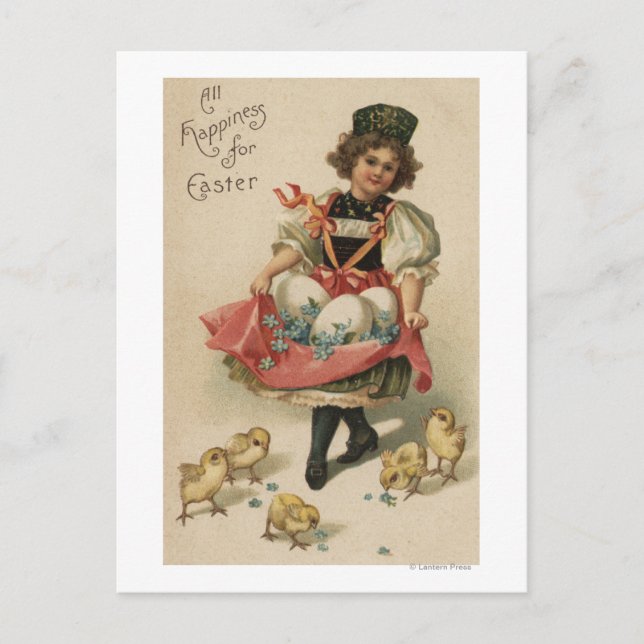 Girl Holding Eggs with Chicks Postcard (Front)