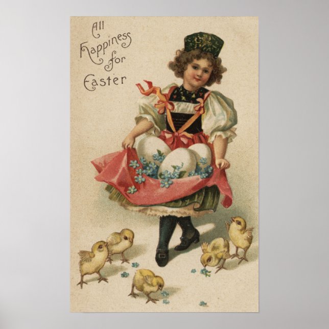 Girl Holding Eggs with Chicks Poster (Front)