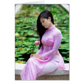 Girl holding lotus at the fountain (Front)