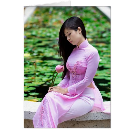 Girl holding lotus at the fountain (Front)