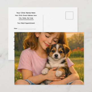 Girl Holding Puppy Appointment Reminder Postcard