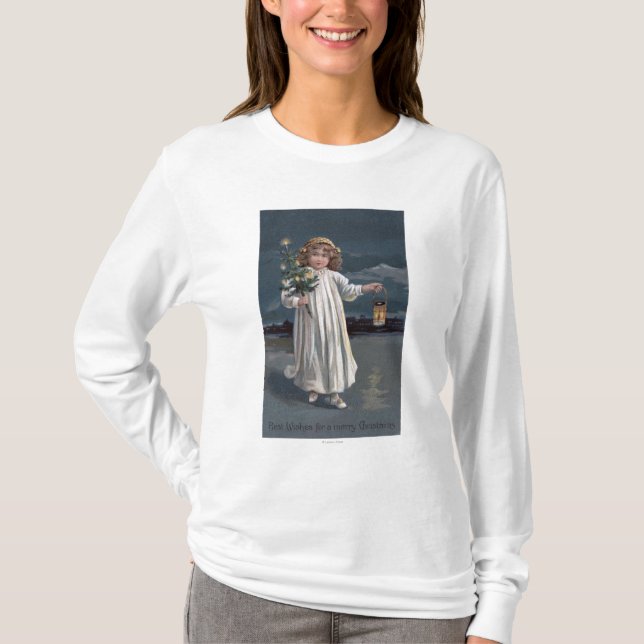 Girl Holding Tree and Lantern T-Shirt (Front)