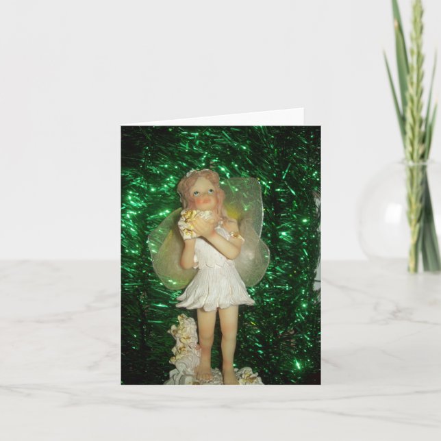 Girl Holiday Angel Blank Folded Note Card (Front)