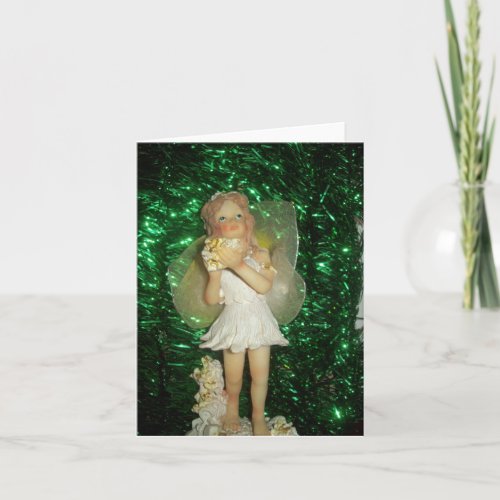 Girl Holiday Angel Blank Folded Note Card