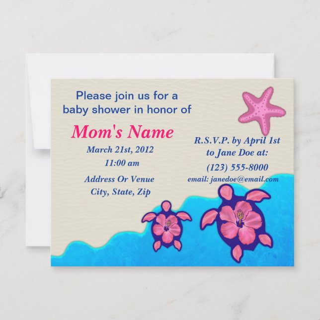 Girl Honu Baby Shower Invitation (Front)