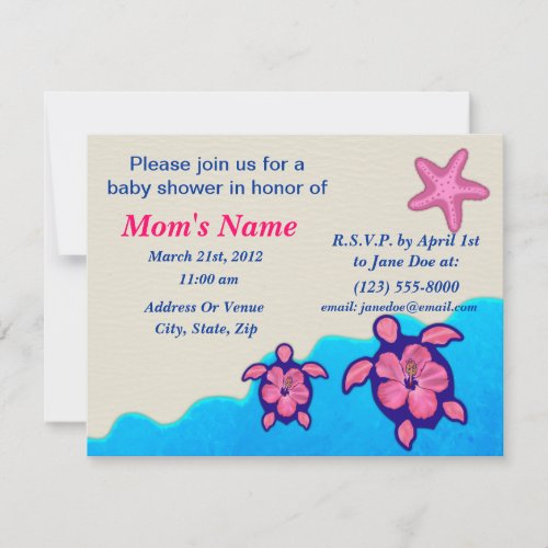 Girl Honu Baby Shower Personalized Invite