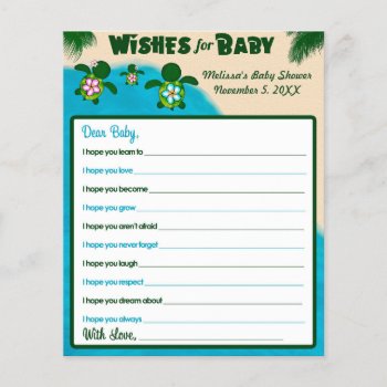 Girl Honu Sea Turtle Wishes For Baby Shower Pink by MonkeyHutDesigns at Zazzle