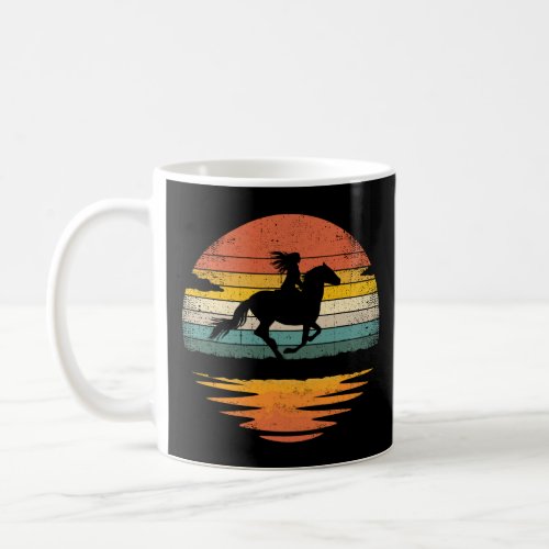 Girl Horse Riding Vintage Cowgirl Retro Sunset Hor Coffee Mug