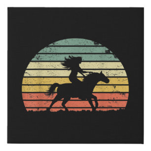 Girl Horse Riding Vintage Cowgirl Texas Ranc Faux Canvas Print