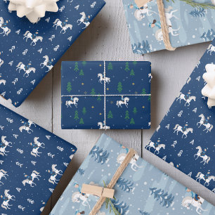 Girl Horseback Riding in Winter Wrapping Paper Sheets