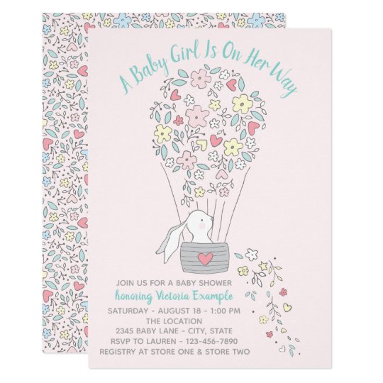 Hot Air Balloon Bunny Baby Shower Invitations Zazzle Hot Air Balloon Bunny Baby Shower Invitations