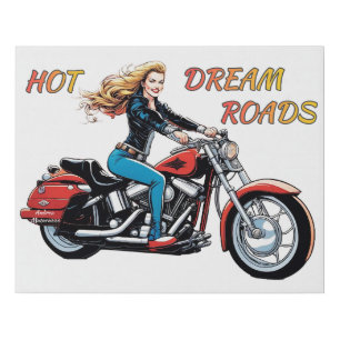 Girl Hot Dream Roads Faux Canvas Print