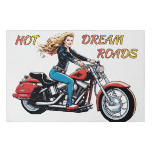 Girl Hot Dream Roads Faux Canvas Print
