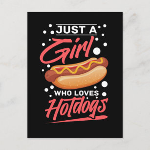 Girl Hotdog Fast Food Grill Postcard