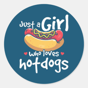 Girl Hotdog Lover Fast Food Classic Round Sticker