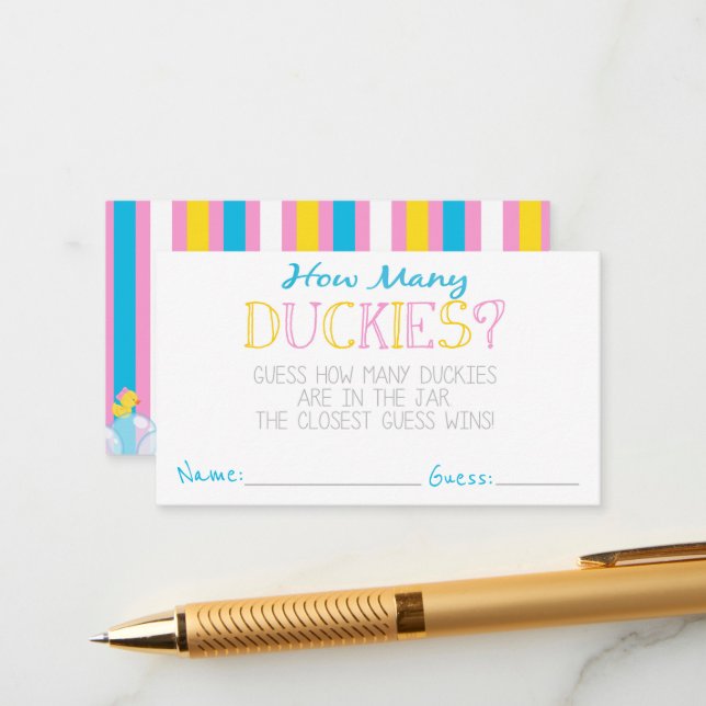 Girl How Many Duckies Party Game Guess Cards (Front/Back In Situ)