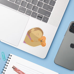 Girl Hugging Bear Sticker