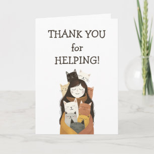 Girl Hugging Kittens Cat Volunteer Appreciation Letterpress Thank You Card