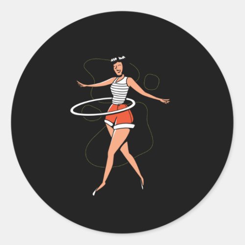Girl hula hoop classic round sticker