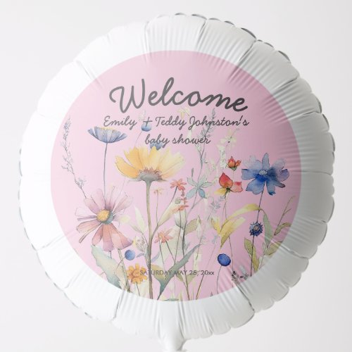 Girl Hunny Watercolor Wildflower Welcome Balloon