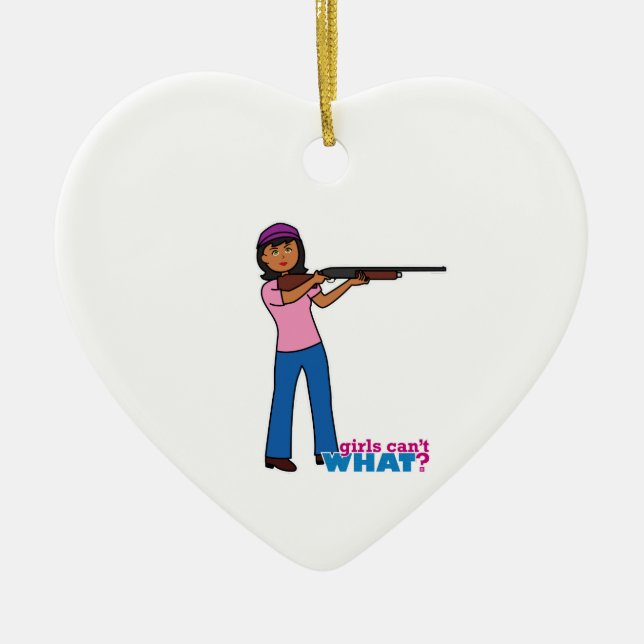 Girl Hunting Ceramic Ornament (Front)