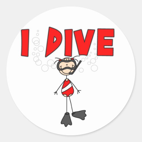 Girl I Dive T_shirts and Gifts Classic Round Sticker