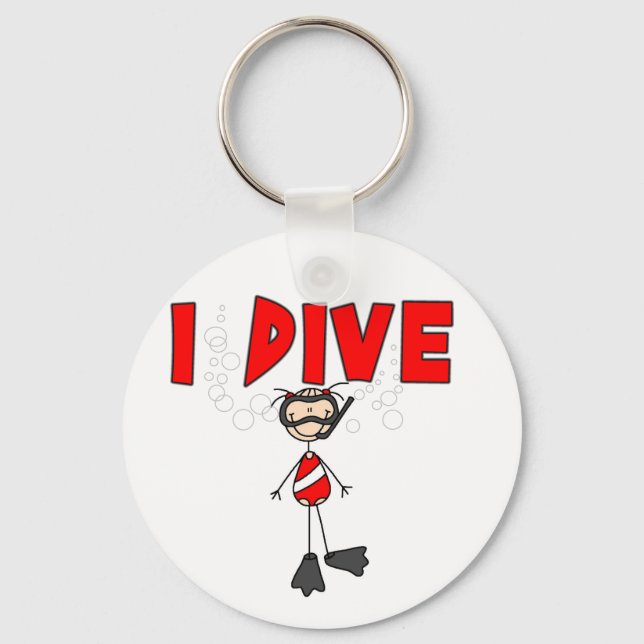Girl I Dive T-shirts and Gifts Keychain (Front)