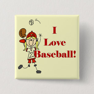 Girl I Love Baseball Tshirts and Gifts Button