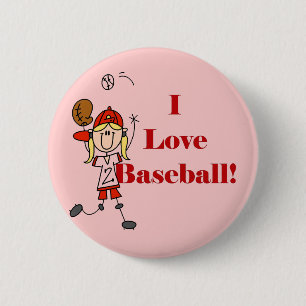 Girl I Love Baseball Tshirts and Gifts Pinback Button