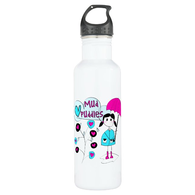 Girl I Love Mud Puddles Stainless Steel Water Bottle (Front)