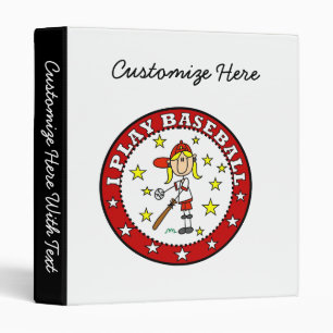 Girl I Play Baseball T shirts and Gifts 3 Ring Binder
