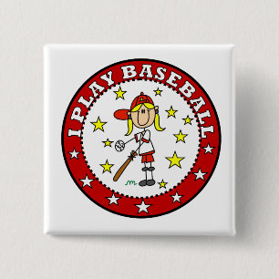 Girl I Play Baseball T shirts and Gifts Button