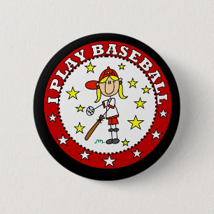 Girl I Play Baseball T shirts and Gifts Pinback Button