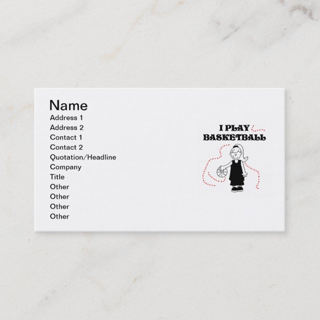 Girl I Play Basketball T-shirts and Gifts Business Card (Front)