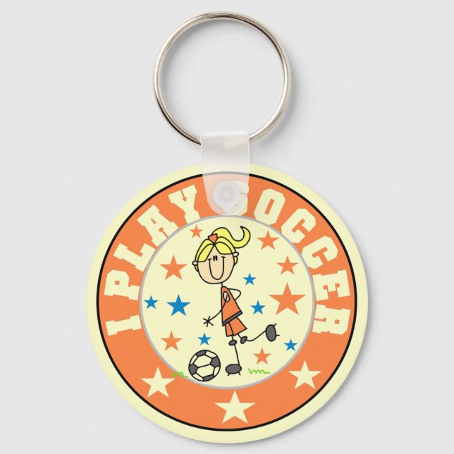Girl I Play Soccer T-shirts and Gifts Keychain (Front)