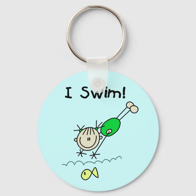 Girl I Swim T-shirts and Gifts Keychain (Front)