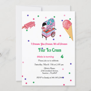 Editable Ice Cream Truck Birthday Invitation I scream You -  Portugal