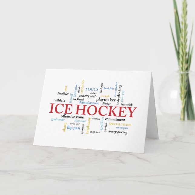 Girl Ice Hockey Birthday in Words Card (Front)