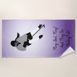 Girl Ice Hockey Player Beach Towel